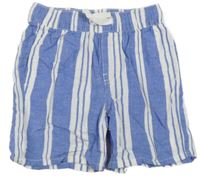 Modro-bílé pruhované lněné kraťasy H&M