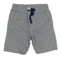 Tmavomodro-bílé pruhované plátěné kraťasy H&M