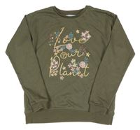 Khaki mikina s nápisy Primark