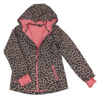 Béžovo-černá leopardí softshellová bunda s kapucí Y.F.K.