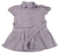 Lila perforované šaty s páskem River Island