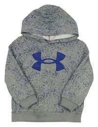 Šedo-modro-bílá mikina s fleky a logem a kapucí Under Armour