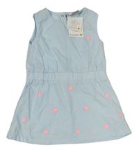 Světlemodro-bílé pruhované šaty se srdíčky Topomini