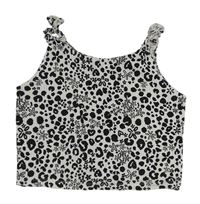 Bílo-černý žebrovaný vzorovaný crop top zn. George