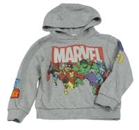 Šedá mikina se superhrdiny a kapucí Marvel