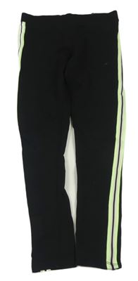 Černo-neonově zeleno-bílé legíny s pruhy zn. H&M