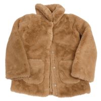 Hnědý podšitý kožešinový kabát H&M