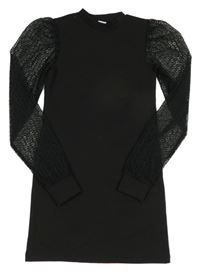 Černé šaty se síťovanými rukávy 