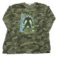 Khaki army triko se samurajem Y.F.K.