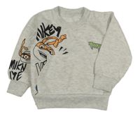 Světlešedá melírovaná mikina s nápisy - Želvy Ninja 