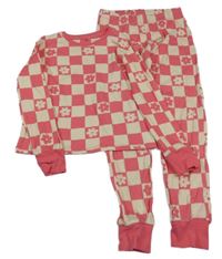 Růžovo-smetanové kostkované květované pyžamo George