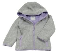 Světlešedá melírovaná propínací pletená zateplená mikina s kapucí Kiki&Koko