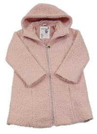 Světlerůžový huňatý podšitý kabátek s kapucí Dopodopo