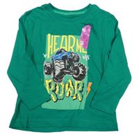 Nové - Zelené triko s autem a nápisy Primark