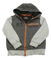 Světlešedo-šedá propínací zateplená mikina s nápisy a kapucí Pocopiano