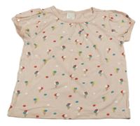 Světlerůžovo-barevné tričko se zmrzlinami Pusblu