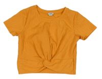 Oranžové žebrované crop tričko River Island