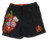 Černé plážové kraťasy se superhrdiny Marvel