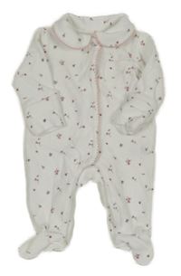 Bílo-šedo-růžový květovaný sametový overal Dunnes 