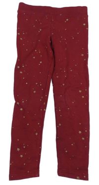 Vínové zateplené legíny s hvězdami H&M