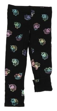 Černé zateplené legíny s jednorožci H&M