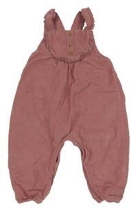 Růžové laclové manšestráky s volánky Next