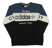 Šedomodro-bílo-černé triko s nápisy Adidas