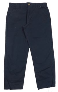 Tmavomodré chino plátěné crop kalhoty Denim Co.