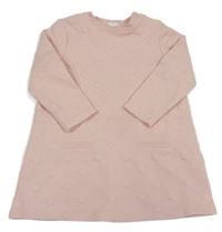 Růžové puntíkaté teplákové šaty H&M