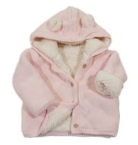 Světlerůžový zateplený propínací svetr s kapucí Matalan