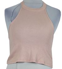Dámský růžový žebrovaný crop top Select 