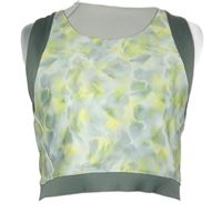 Dámský světlezeleno-khaki vzorovaný sportovní crop top 
