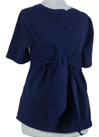 Dámské tmavomodré tričko s vázáním George 