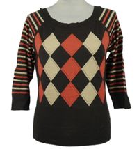 Dámský hnědo-červeno-béžový károvaný lehký svetr Next 