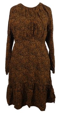Dámské hnědo-černé vzorované šaty Primark 