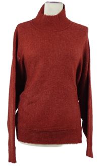 Dámský karmínový volný svetr se stojáčkem 