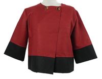 Dámský vínovo-černý flaušový kabáek