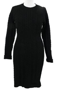 Dámské černé vzorované svetrové šaty Shein 