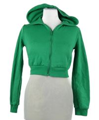 Dámská zelená crop propínací mikina s kapucí H&M