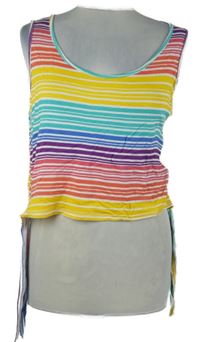 Dámský barevně pruhovaný crop top se zavazováním na bocích 