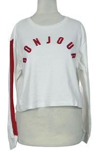 Dámské bílo-červené crop triko s nápisem Topshop 