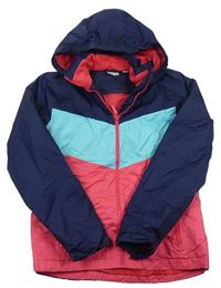 Tmavomodro-pomněnkovo-růžová šusťáková lyžařská bunda s kapucí Crivit