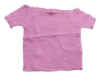 Růžové žabičkované crop tričko Primark