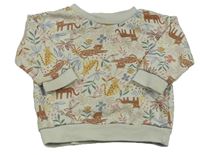 Smetanová mikina s listy a leopardy Primark