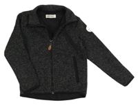 Šedo-černá melírovaná pletená propínací mikina H&M