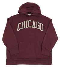 Vínová mikina s nápisem a kapucí Primark 