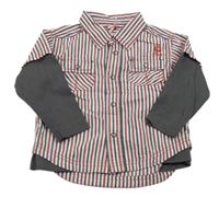 Bílo-červeno-černá pruhovaná košile s výšivkou S. Oliver