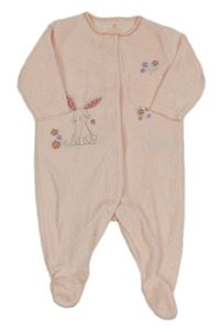 Světlerůžový sametový overal s králíčkem Next