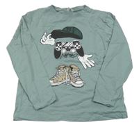 Modrošedé triko s obrázkem Chapter young