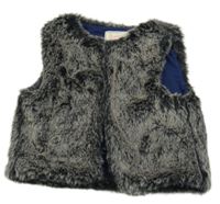 Černo-béžová kožešinová podšitá vesta Mantaray
